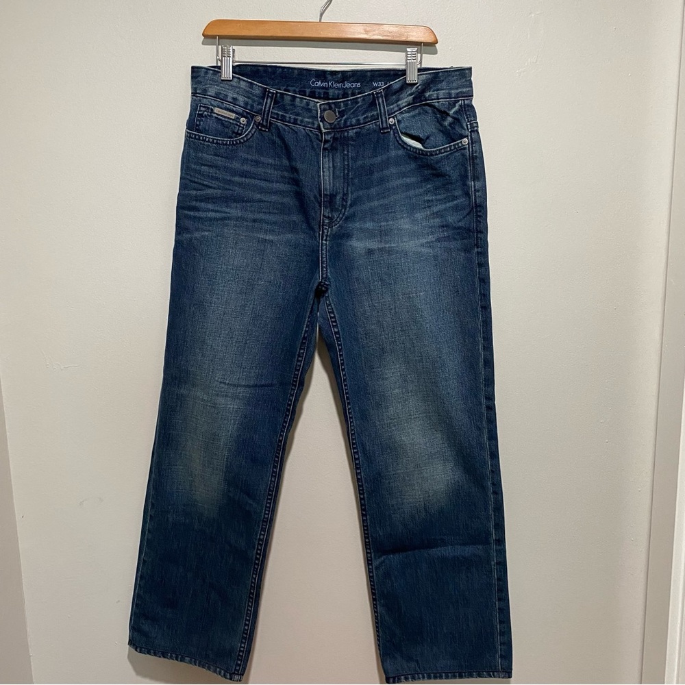 Calvin Klein Jeans Blue Straight Jeans with Faded Wash size 33x32‎